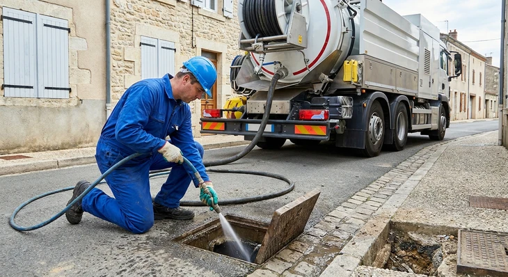 Chantier extérieur d'aménagement paysager avec pose de pavés en cours