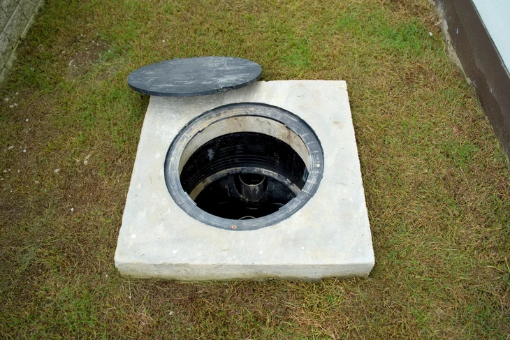 Chantier extérieur d'installation de système d'assainissement